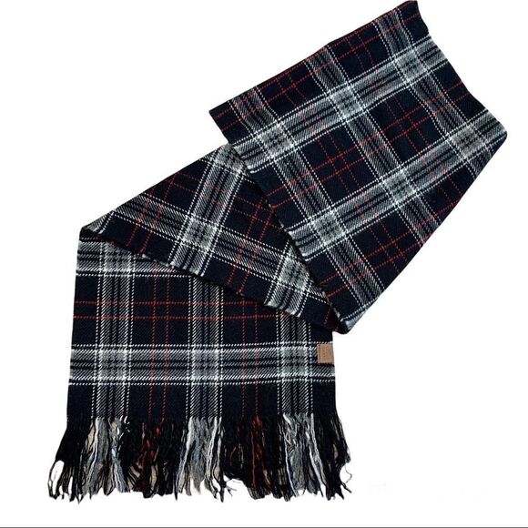 Roots Black red gray white striped plaid check unisex fall winter warm scarf 💥 - Picture 3 of 9